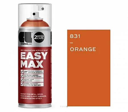 Cosmos Lac Σπρέι Βαφής Easy Max Ακρυλικό με Σατινέ Εφέ Orange RAL 2010 400ml