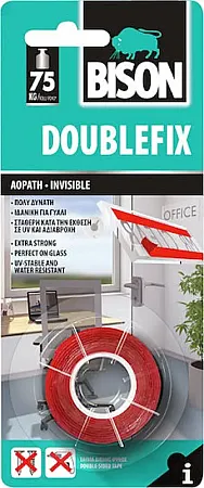 BISON Doublefix Αυτοκόλλητη Ταινία Διπλής Όψης Διάφανη 19mmx1.5m