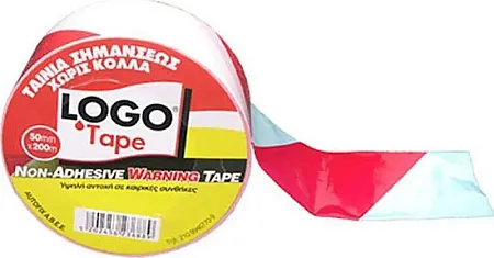 LOGO Tαινία Σημάνσεως Κόκκινο-Λευκό Χωρίς Κόλλα 50mm x 200m